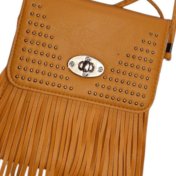 Fringe Crossbody Bag | Amber Orange Crossbody Purse | Fringe Bag - Picture 4 of 5